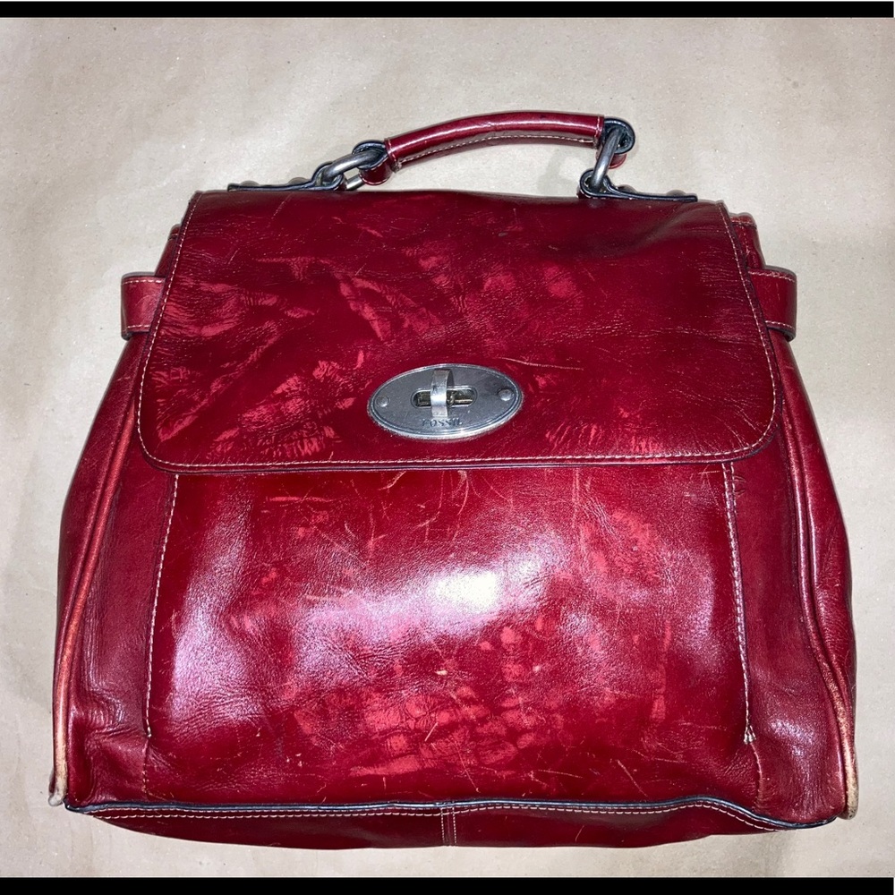 Red Leather Top-Handle Women's Bag